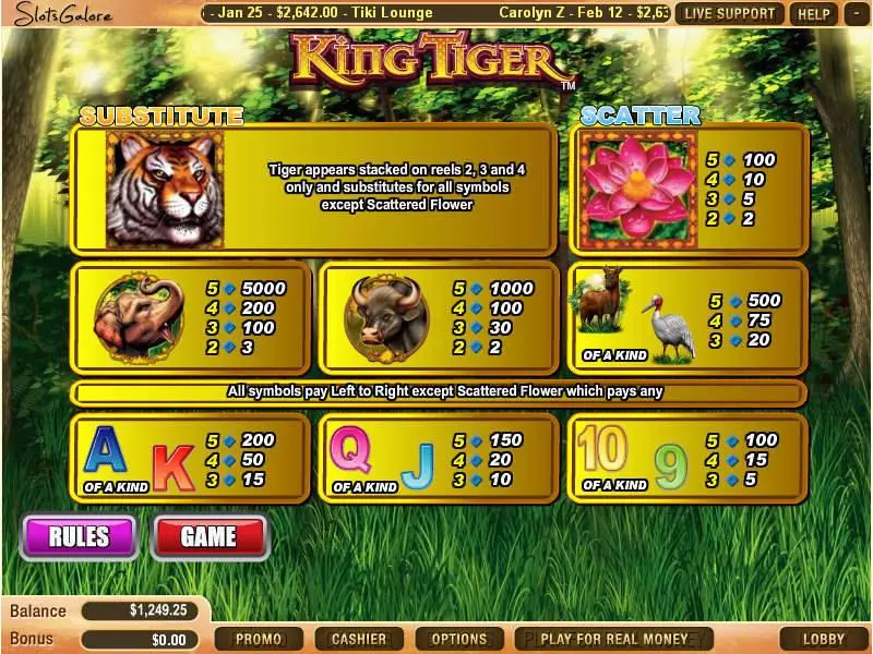 King Tiger Slots made by WGS Technology - Info and Rules