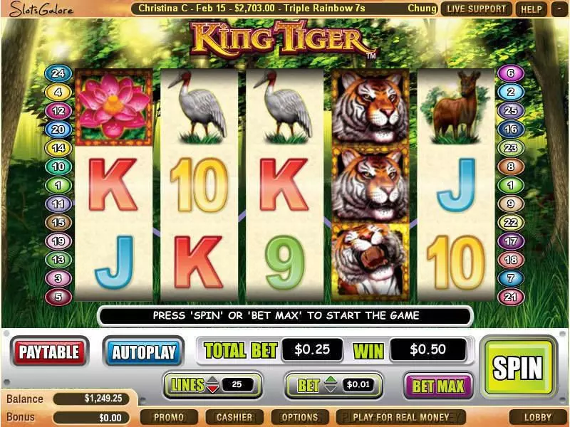 King Tiger Slots made by WGS Technology - Main Screen Reels