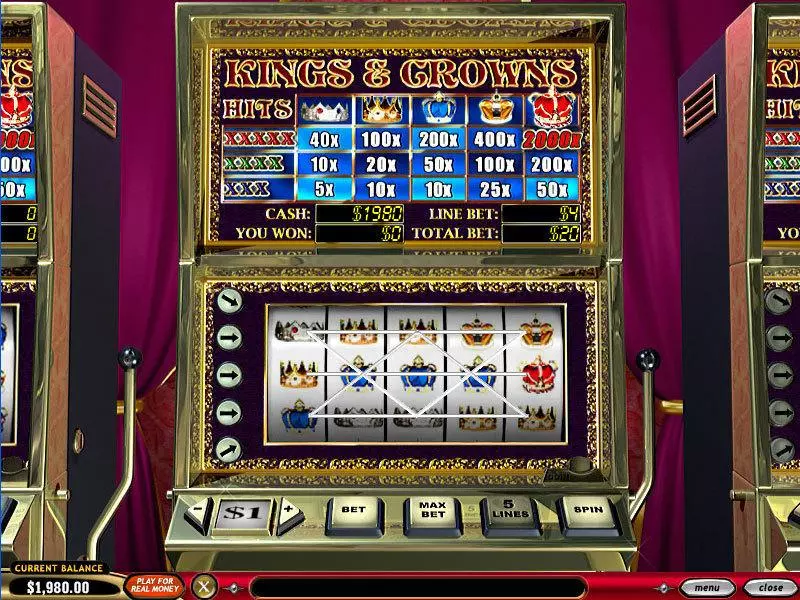 Kings and Crowns Slots made by PlayTech - Main Screen Reels