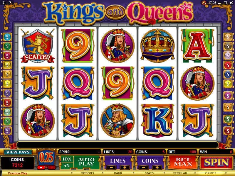 Kings and Queens Slots made by Microgaming - Main Screen Reels
