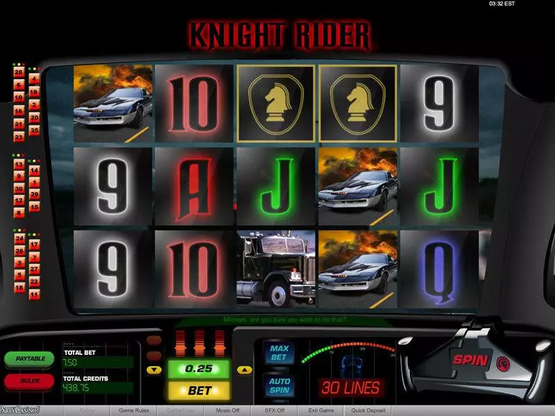 Knight Rider Slots made by bwin.party - Main Screen Reels