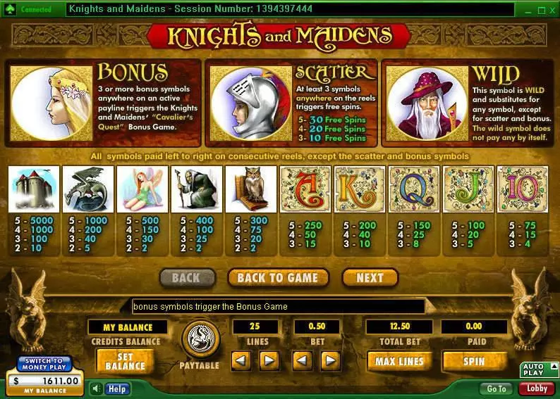 Knights and Maidens Slots made by 888 - Info and Rules