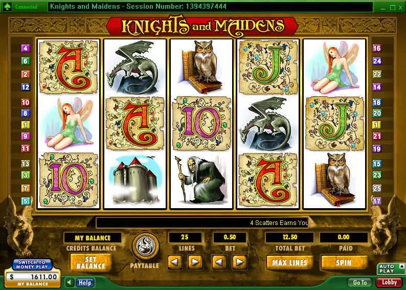 Knights and Maidens Slots made by 888 - Main Screen Reels