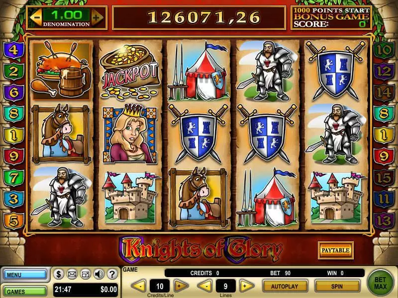 Knights of Glory Slots made by GTECH - Main Screen Reels