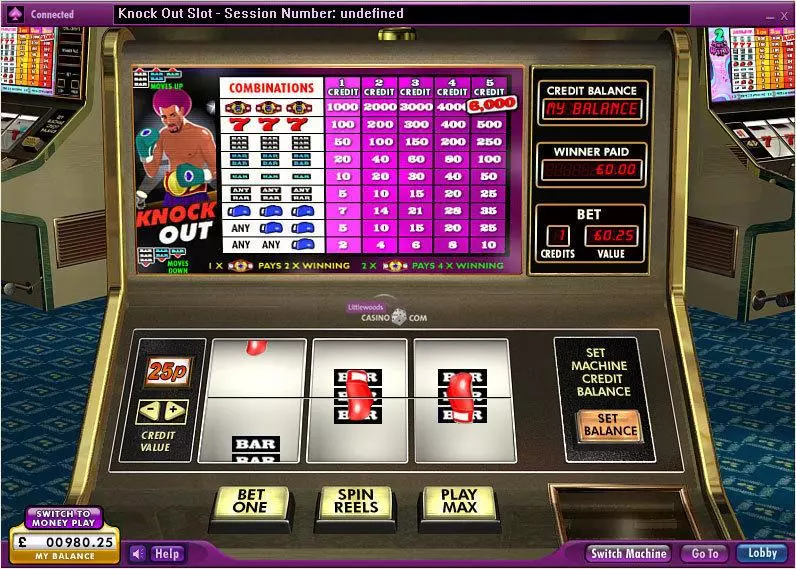 KnockOut Slots made by 888 - Main Screen Reels