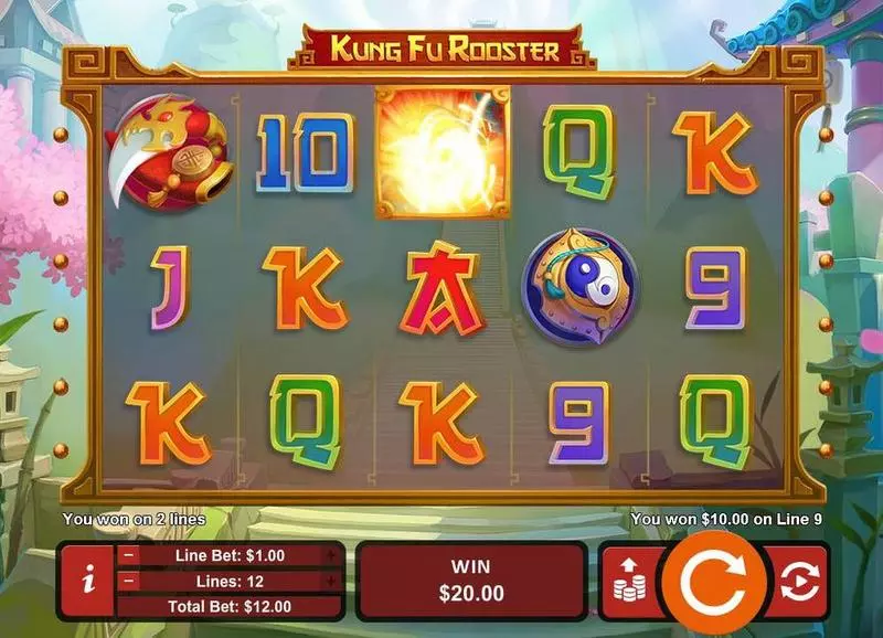 Kung Fu Rooster Slots made by RTG - Main Screen Reels