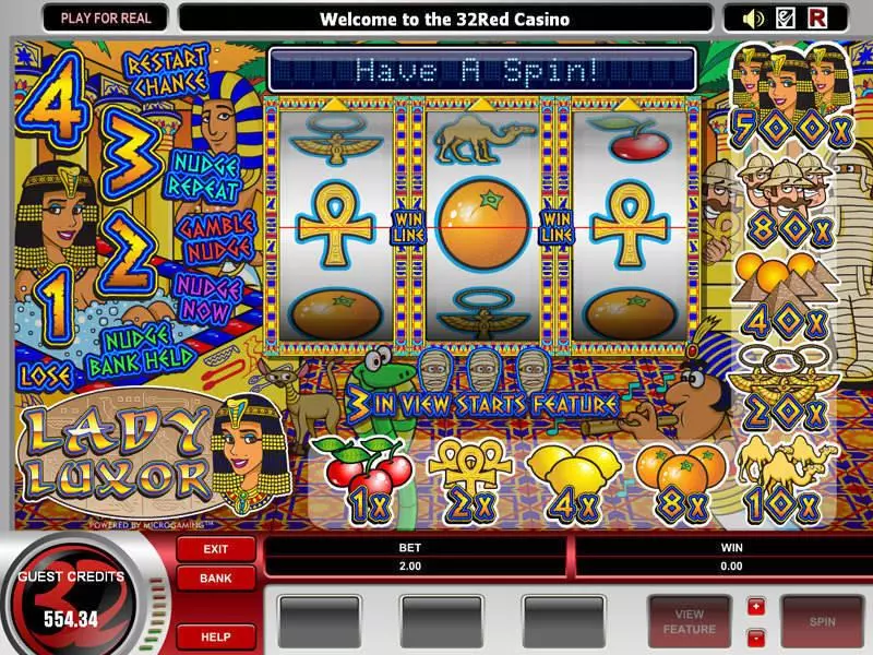 Lady Luxor Slots made by Microgaming - Main Screen Reels