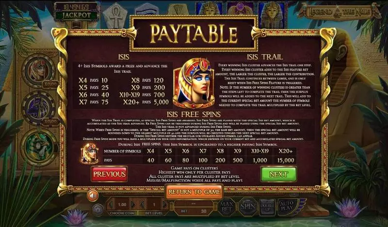 Legend of the Nile Slots made by BetSoft - Bonus 2