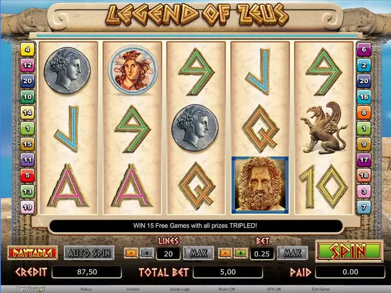 Legend of Zeus Slots made by bwin.party - Main Screen Reels