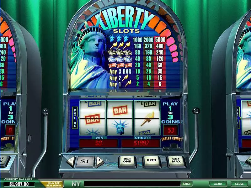 Liberty Slots made by PlayTech - Main Screen Reels
