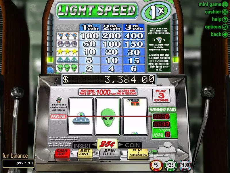 Light Speed Slots made by RTG - Main Screen Reels