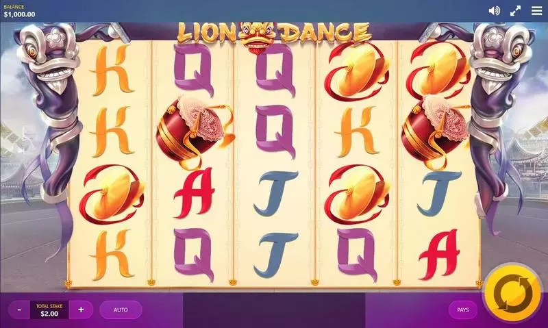 Lion Dance Slots made by Red Tiger Gaming - Main Screen Reels