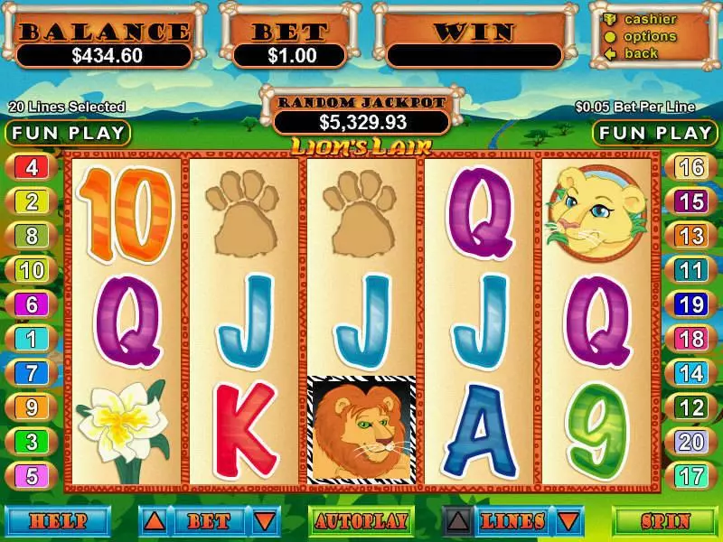 Lions Lair Slots made by RTG - Main Screen Reels