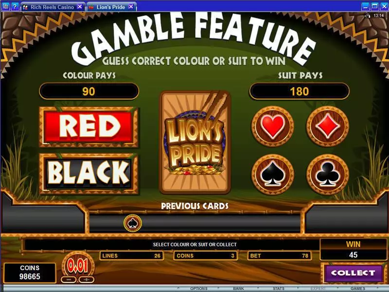 Lion's Pride Slots made by Microgaming - Gamble Screen
