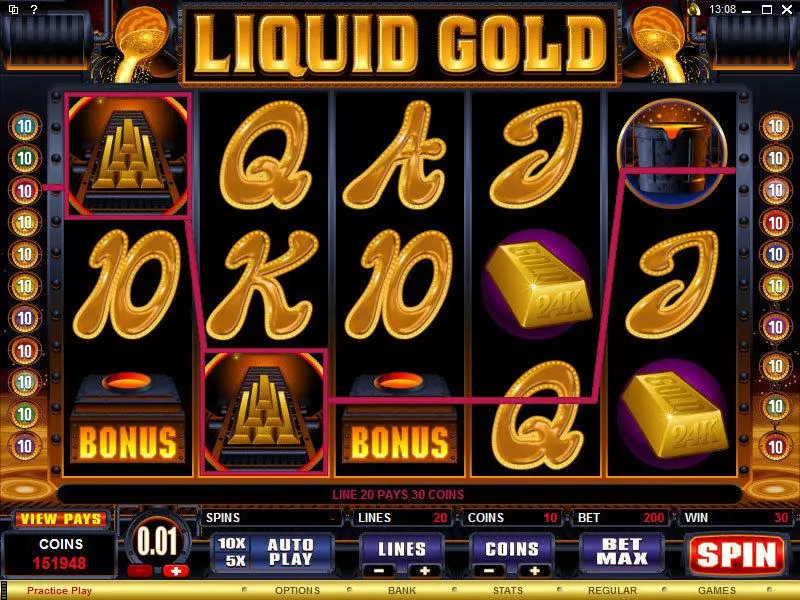 Liquid Gold Slots made by Microgaming - Main Screen Reels