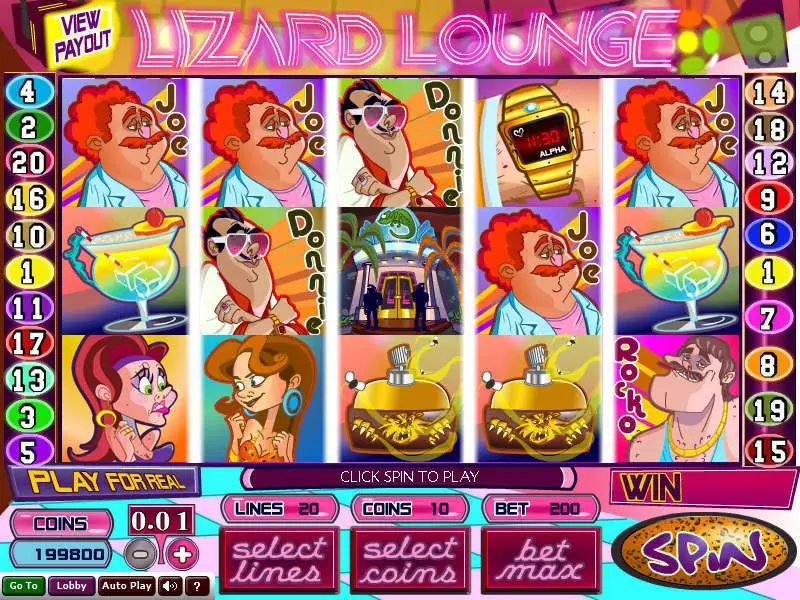 Lizard Lounge Slots made by Wizard Gaming - Main Screen Reels