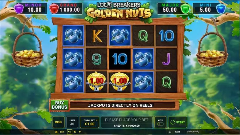 Lock Breakers – Golden Nuts Buy Bonus Slots made by Greentube - Main Screen Reels