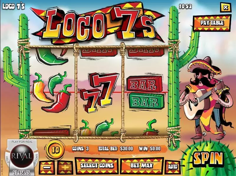 Loco 7s Slots made by Rival - Main Screen Reels