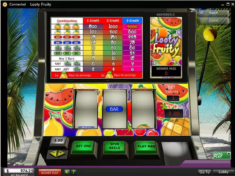 Looty Fruity Slots made by 888 - Main Screen Reels