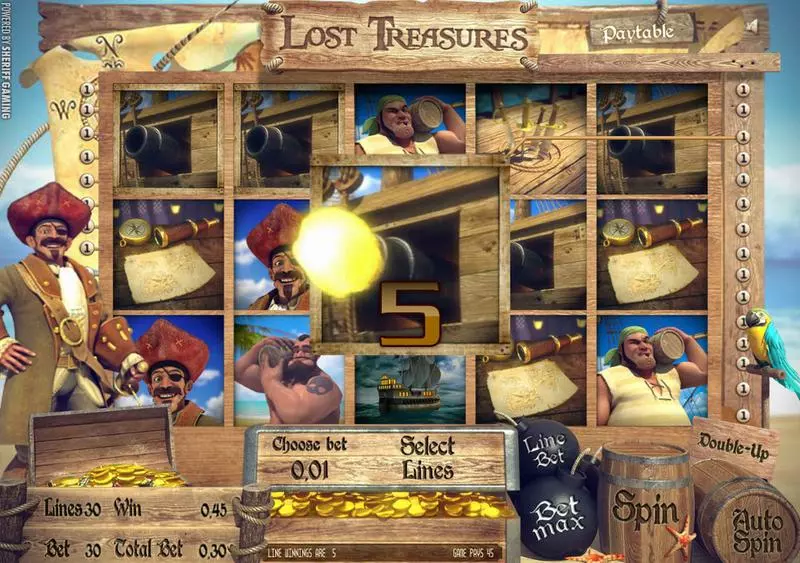 Lost Treasures Slots made by Sheriff Gaming - Main Screen Reels