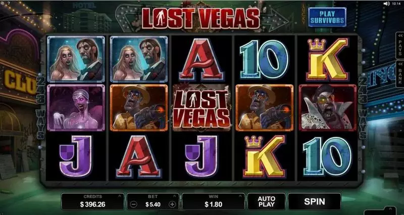 Lost Vegas Slots made by Microgaming - Main Screen Reels
