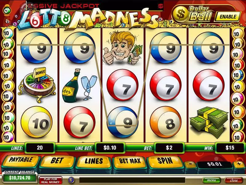 Lotto Madness Slots made by PlayTech - Main Screen Reels