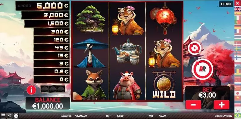 Lotus Dynasty Slots made by Red Rake Gaming - Main Screen Reels