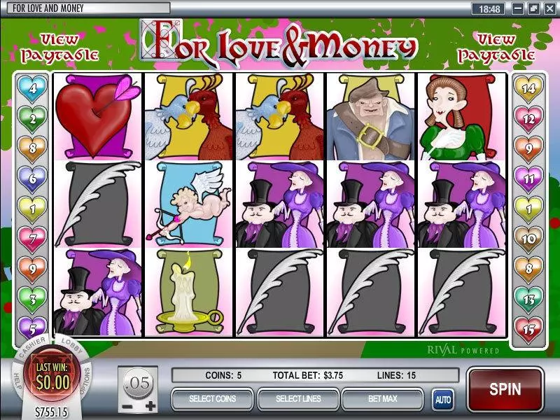 Love and Money Slots made by Rival - Main Screen Reels