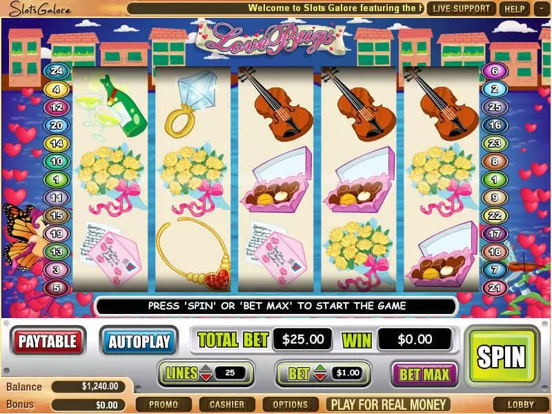 Love Bugs Slots made by WGS Technology - Main Screen Reels