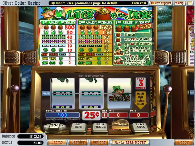 Luck o'the Irish Slots made by WGS Technology - Main Screen Reels