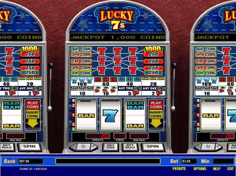 Lucky 7's 5 Line Slots made by Parlay - Main Screen Reels