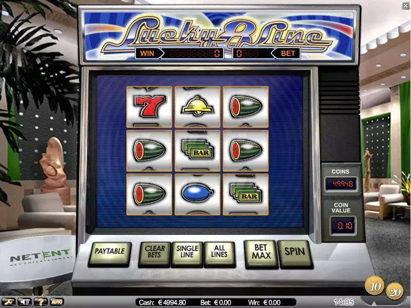 Lucky 8 Line Slots made by NetEnt - Main Screen Reels