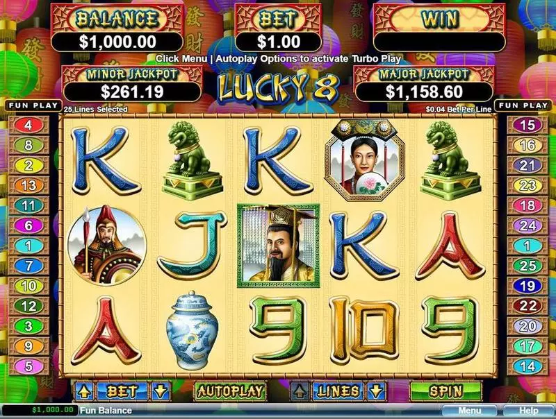Lucky 8  Slots made by RTG - Main Screen Reels