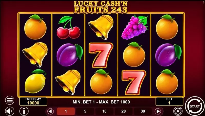 LUCKY CASH'N FRUITS 243 Slots made by 1Spin4Win - Main Screen Reels