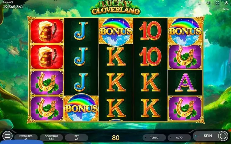 Lucky Cloverland Slots made by Endorphina - Main Screen Reels
