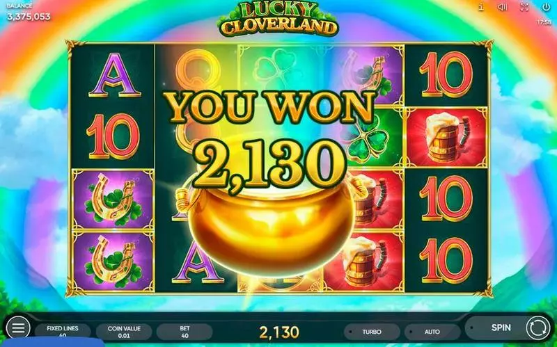 Lucky Cloverland Slots made by Endorphina - Winning Screenshot