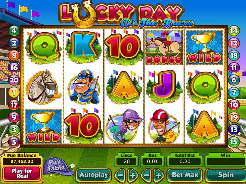 Lucky Day at the Races Slots made by Topgame - Main Screen Reels