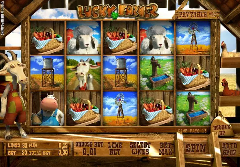 Lucky Farmer Slots made by Sheriff Gaming - Main Screen Reels