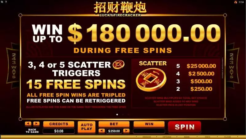 Lucky Firecracker Slots made by Microgaming - Info and Rules