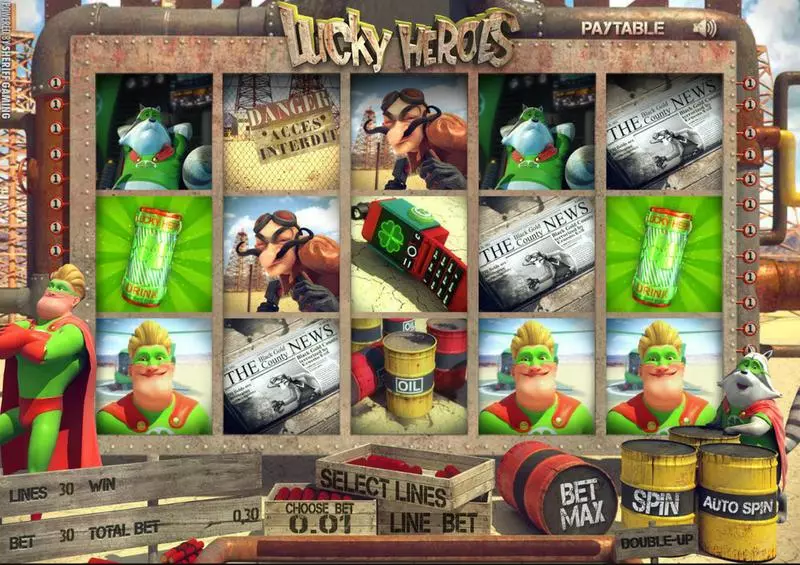 Lucky Heroes Slots made by Sheriff Gaming - Main Screen Reels