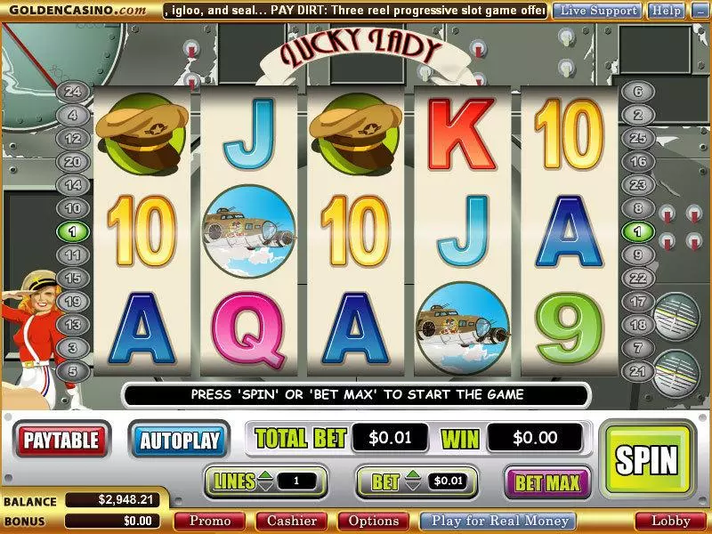 Lucky Lady Slots made by WGS Technology - Main Screen Reels