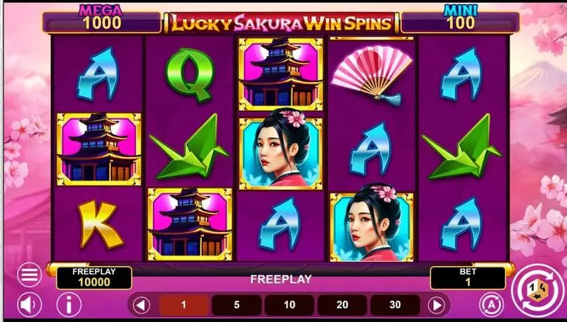 LUCKY SAKURA WIN SPINS Slots made by 1Spin4Win - Main Screen Reels