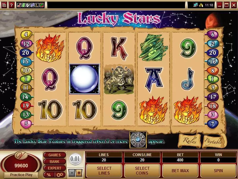 Lucky Stars Slots made by Microgaming - Main Screen Reels