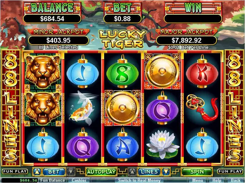 Lucky Tiger Slots made by RTG - Main Screen Reels