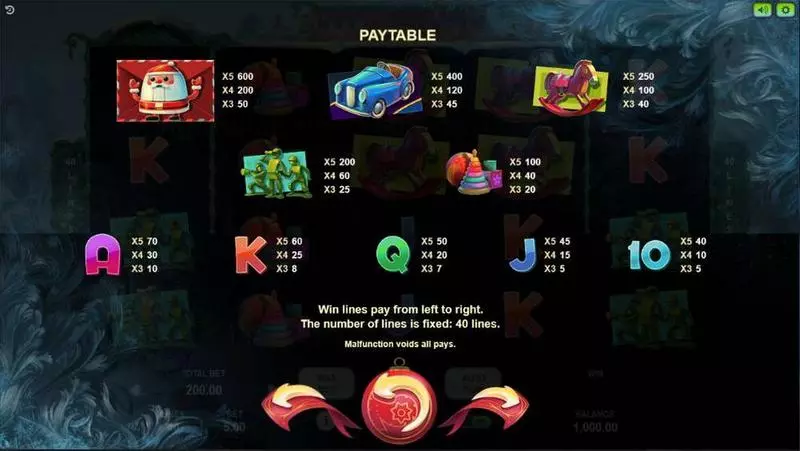 Lucky Xmas Slots made by Booongo - Paytable