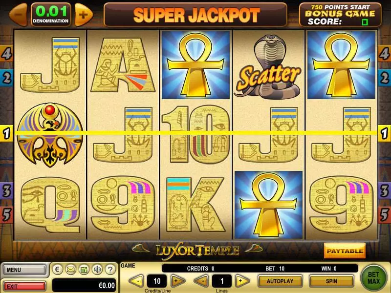 Luxor Temple Slots made by GTECH - Main Screen Reels