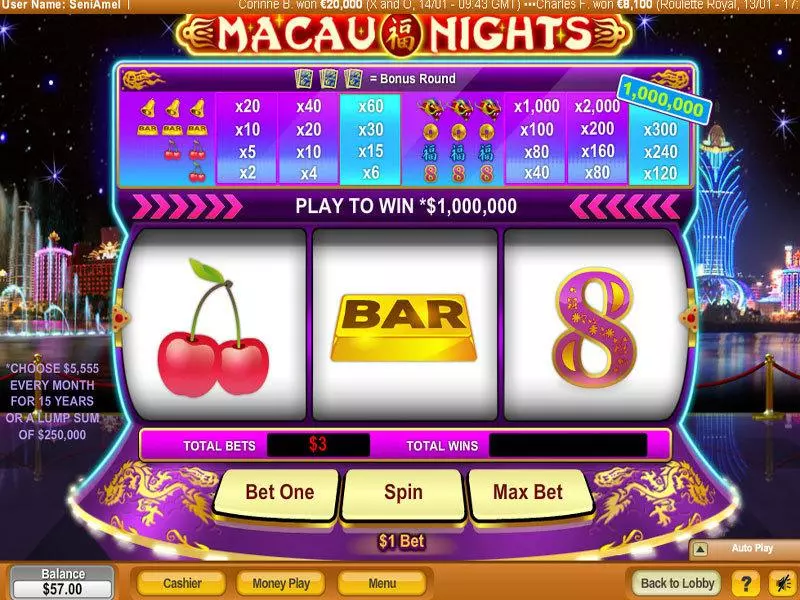 Macau Nights Slots made by NeoGames - Main Screen Reels