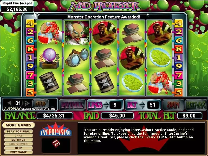 Mad Professor Slots made by CryptoLogic - Main Screen Reels