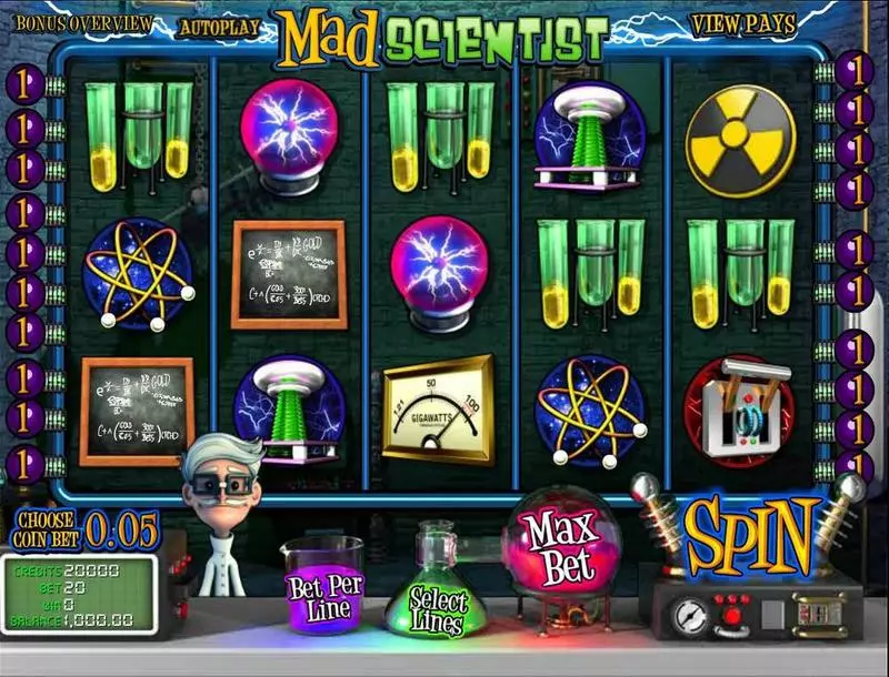 Mad Scientist Slots made by BetSoft - Main Screen Reels
