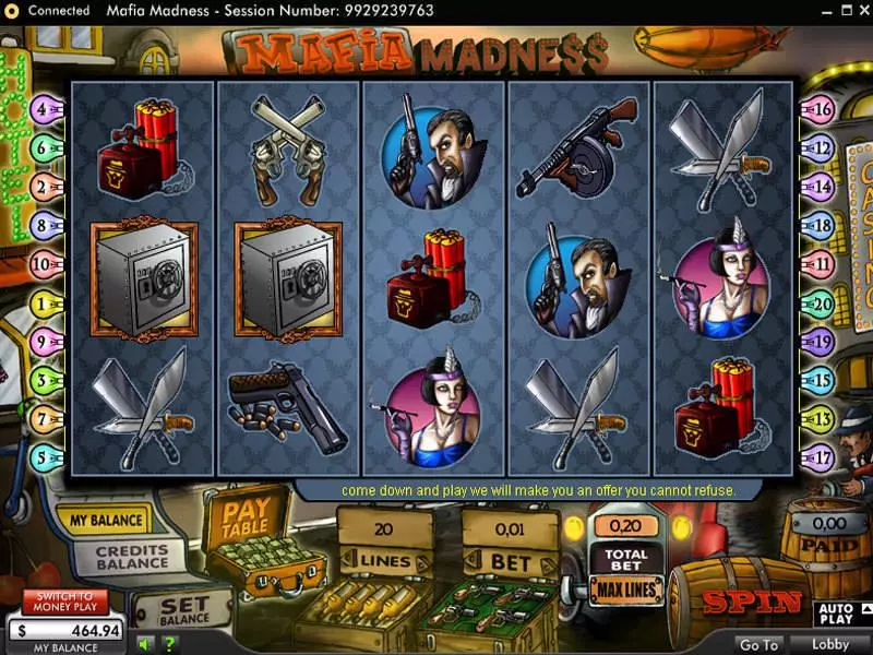 Mafia Madness Slots made by 888 - Main Screen Reels